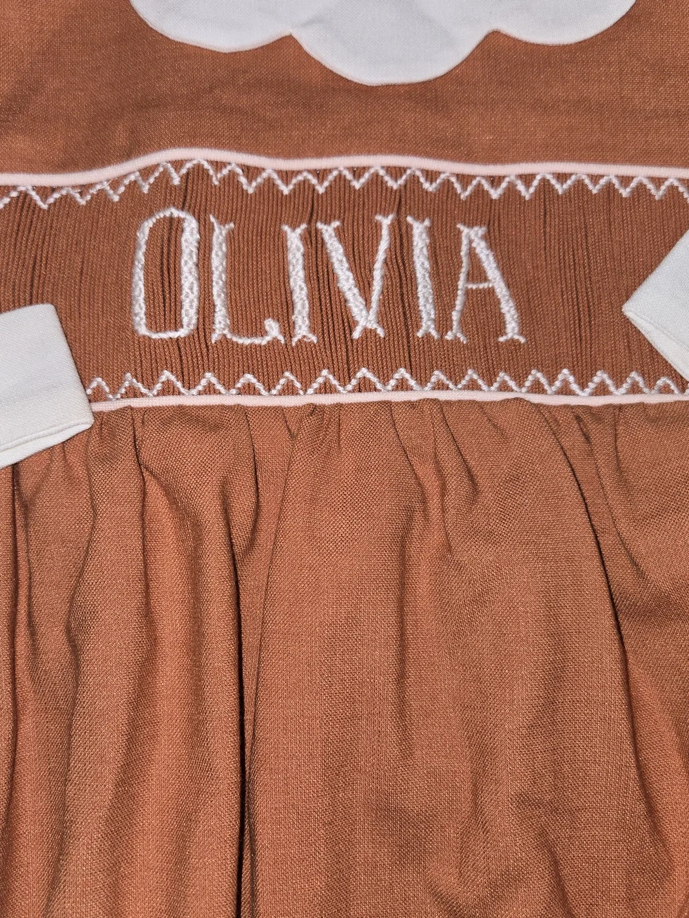 Monogrammed Orange Baby Romper with White Collar OLIVIA